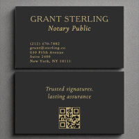 Notary Public Minimalist Black Gold QR Code