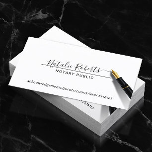 Notary Public Minimalist Script Signature Business Card