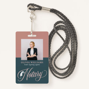 Notary Public Navy & Blush Pink ID ID Badge