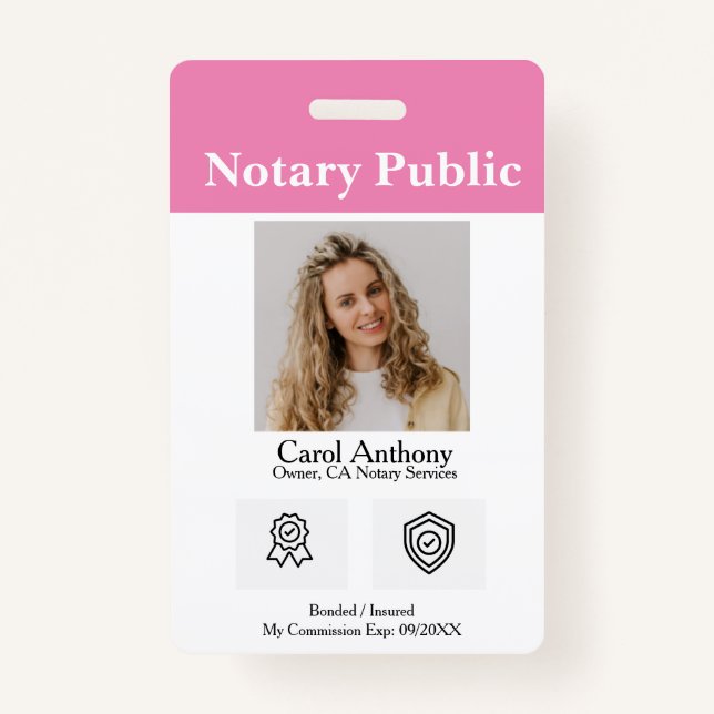 Notary Public / Notary Signing Agent ID Badge (Front)