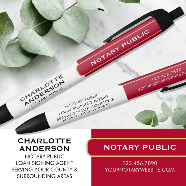 Notary Public Promotional Gift Red Gold Business Black Ink Pen (Creator Uploaded)