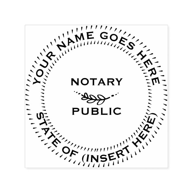 Notary Public round leaf motif Self inking Stamp Zazzle