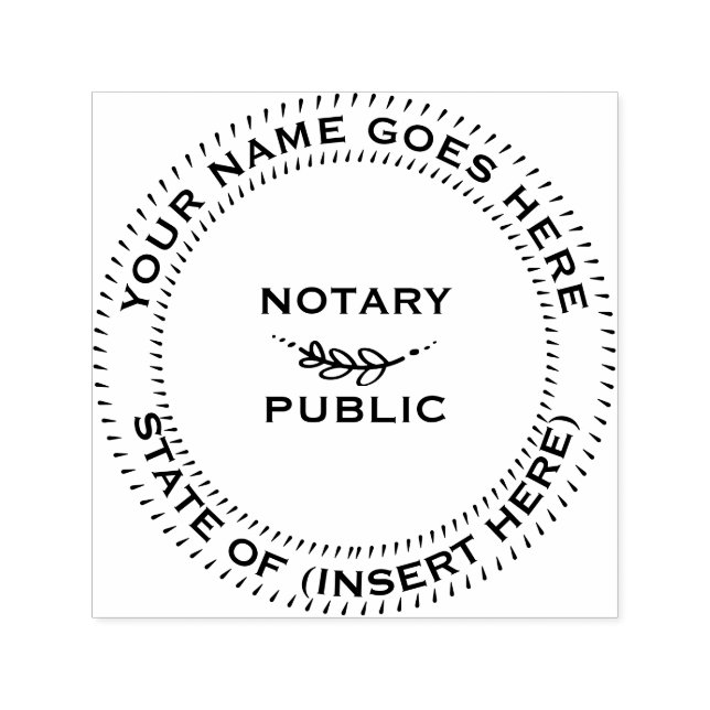 Notary Public round leaf motif Self-inking Stamp (Design)
