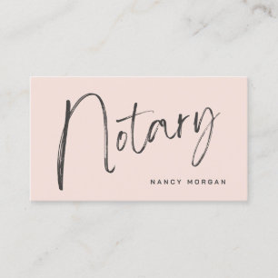 Notary Public Script Calligraphy Blush Pink  Business Card