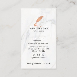 Notary Public Services Luxury Marble Rose Gold Business Card