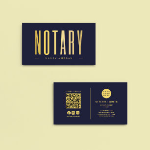 Notary Public Signing Agent Navy Gold Logo Business Card