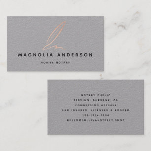 Notary Public Signing Agent Rose Gold Foil Quill Business Card