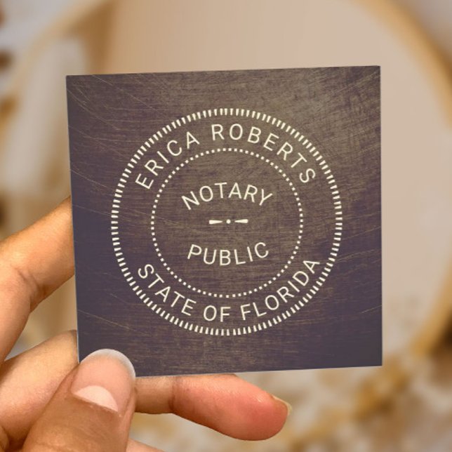 Notary Public Stamp Vintage Texture Square Business Card (Creator Uploaded)