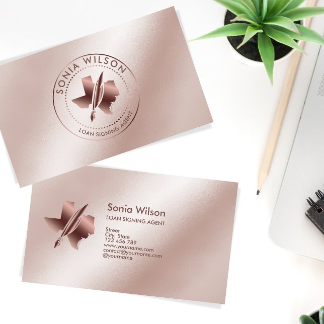 Notary Public Texas Stamp Loan Signing Agent  Business Card (Creator Uploaded)