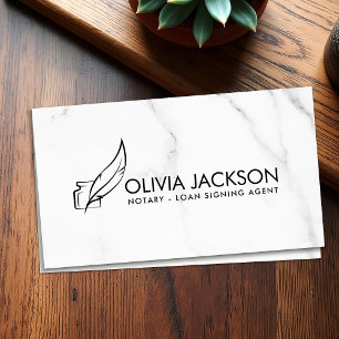Notary quill pen and ink  business card