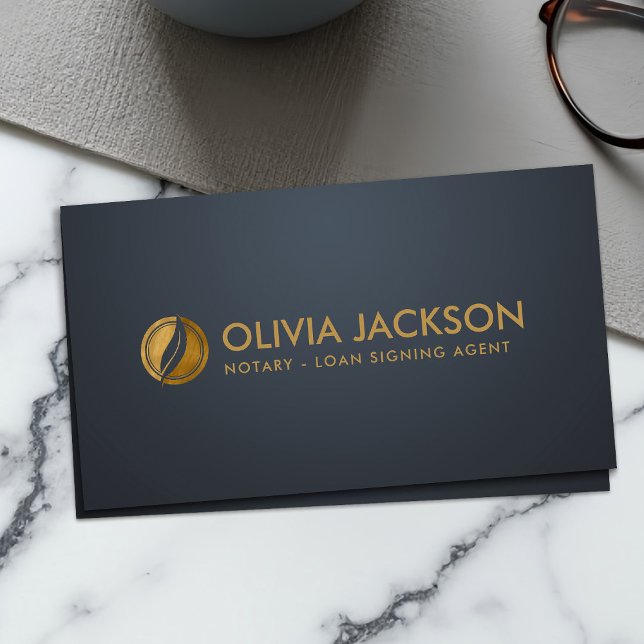 Notary quill pen and stamp business card (Creator Uploaded)