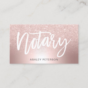 Notary Rose gold glitter ombre metallic foil Business Card