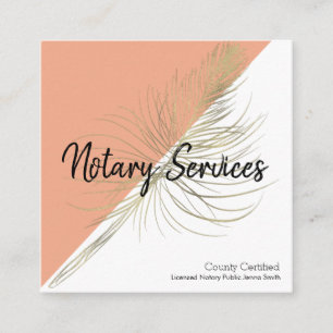 Notary Services Gold Business Orange Square Business Card