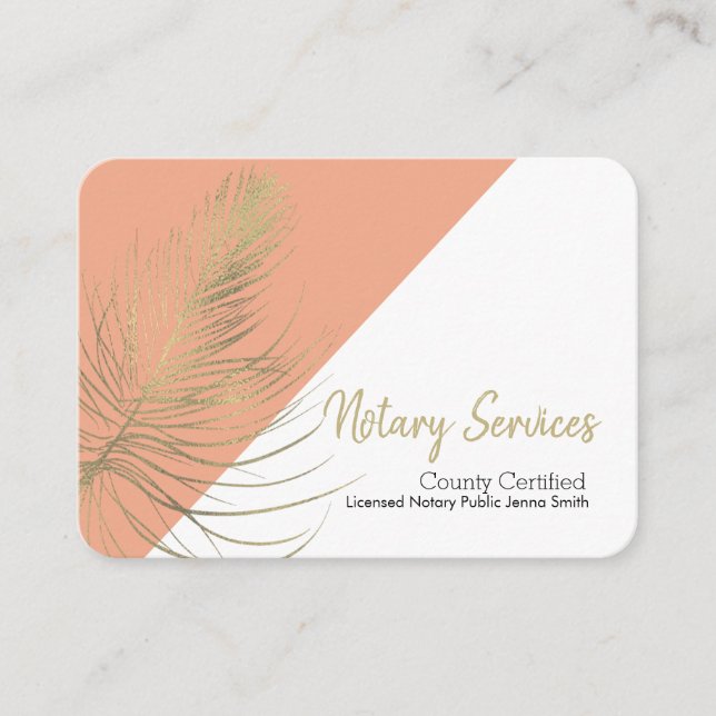 Notary Services Gold Earthy Square Business Card (Front)