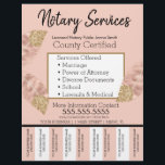 Notary Services Pink Gold Business Tear Off Pink Flyer<br><div class="desc">Modern Flyers for Notary Public Services</div>