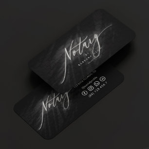 Notary Signing Agent Black Silver Modern Business Card