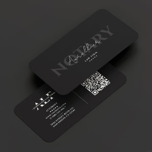 Notary Signing Agent Elegant Dark Grey Modern Business Card