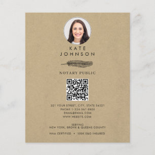 Notary Signing Agent Feather Kraft Logo Photo Flyer
