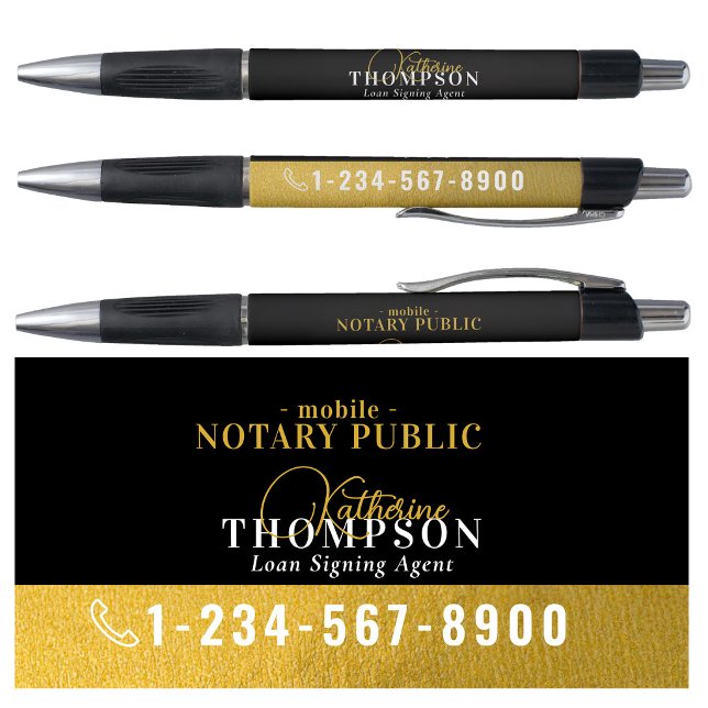 Notary Signing Agent Gold Black Phone Number (Notary Signing Agent Gold Black Phone Number Pen)
