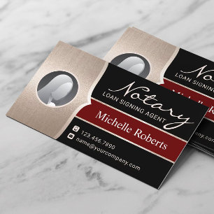 Notary Signing Agent Modern Black & Gold Photo Business Card