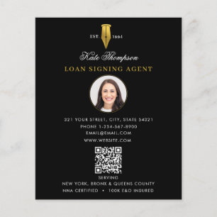 Notary Signing Agent Modern Gold QR Code Photo Flyer
