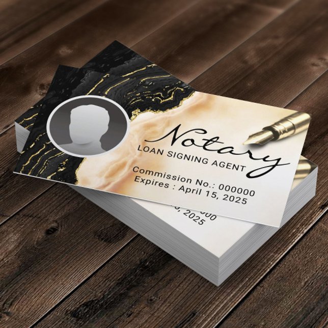 Notary Signing Agent Modern Marble Agate Photo  Business Card (Creator Uploaded)