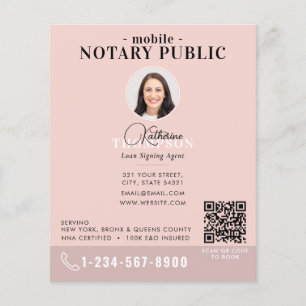 Notary Signing Agent Modern Pink Photo QR Code Flyer