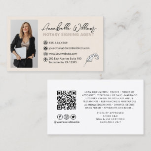 Notary Signing Agent QR Code Photo Business Card