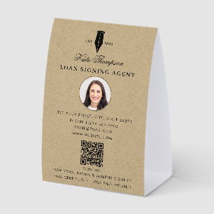Notary Signing Agent QR Code Rustic Kraft Photo