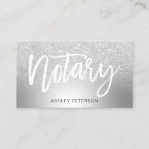 Notary silver glitter ombre metallic foil business card