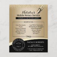 Notary Stamp Loan Signing Agent Black Gold Flyer Zazzle