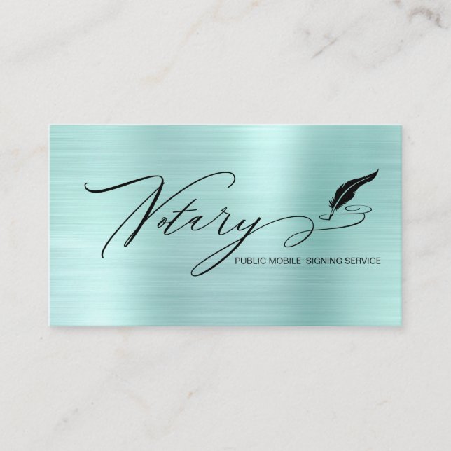 *~* NOTARY Stamp PHOTO - Pen Feather Signing Agent Business Card (Front)
