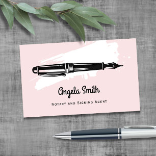 Notary Trendy QR Code and Website Pink Business Card