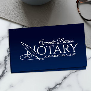 Notary Typography quill pen Business Card