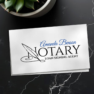 Notary Typography quill pen Business Card