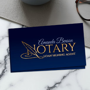 Notary Typography quill pen Business Card