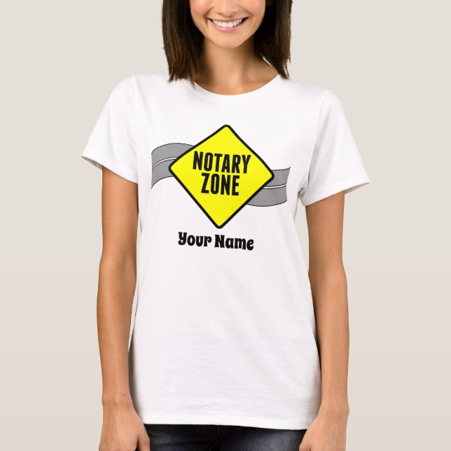 Notary Zone Yellow Road Sign Customised Name T-Shirt (Front)