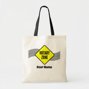 Notary Zone Yellow Road Sign Customised Name Tote Bag