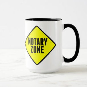Notary Zone Yellow Road Sign Mug