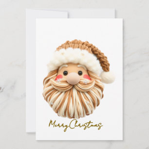 notch-hook Santa face Crochet  Holiday Card
