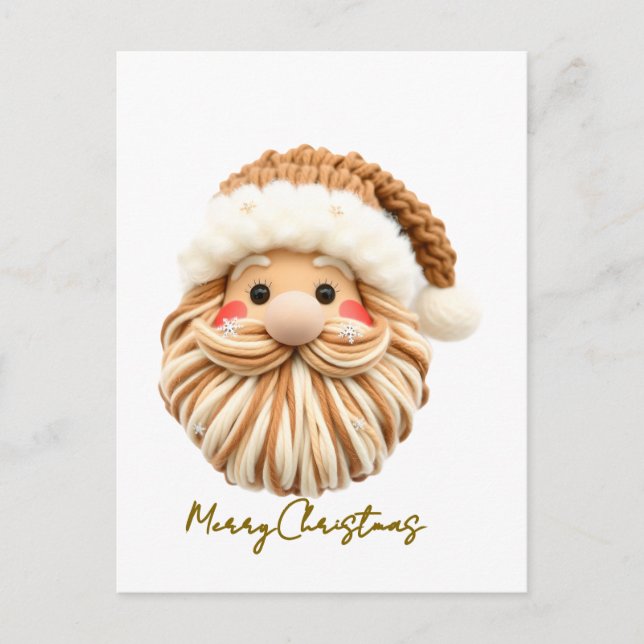 notch-hook Santa face Crochet  Holiday Postcard (Front)