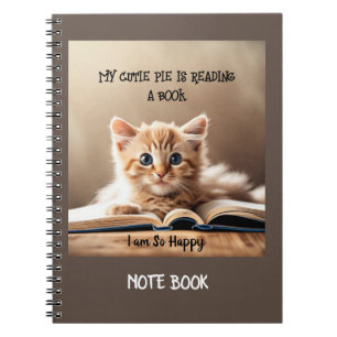 Note Book -Cutie Pie Cat Reading a Book