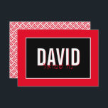 NOTE CARD BAR MITZVAH hebrew name simple red black<br><div class="desc">by kat massard >>> https://linktr.ee/simplysweetpaperie <<< A simple, stylish way to say thank you to your guest's for attending your event. Setup as a template it is simple for you to add your own details, or hit the customise button and you can add or change text, fonts, sizes etc TIP...</div>