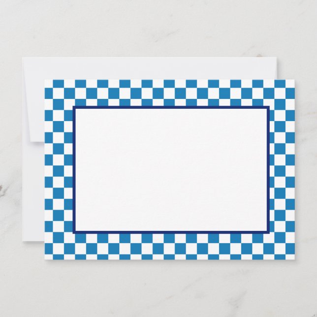 Note Card-Blue & White Checkers Card (Front)