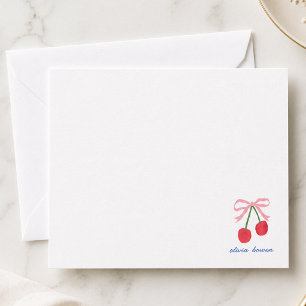 Note Card   Cherry Coquette Bow Cute Illustration