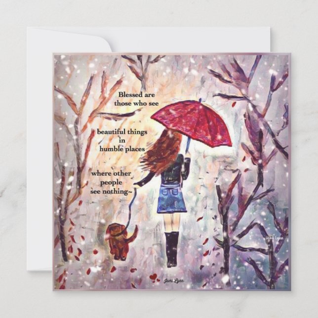 Note card custom painting Girl with dog (Front)