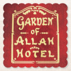 Note card of Garden of Allah Hotel coaster