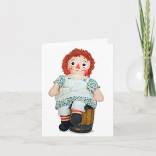 Note Card Old Rag Doll on a Barrel