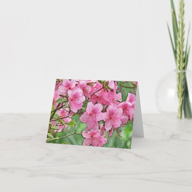 NOTE CARD/ PINK AZALEAS/ PHOTOG./DIG.MANIP. CARD (Front)