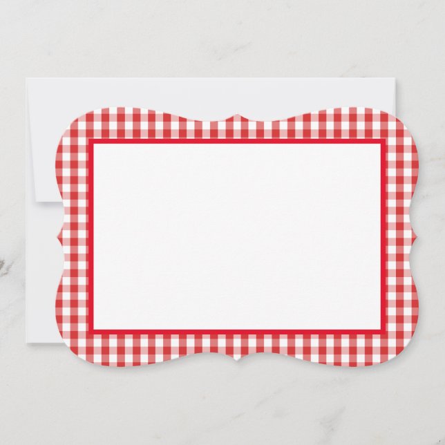 Note Card- Red & White Gingham Print Card (Front)
